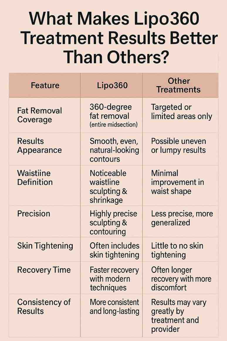 comparison table for Lipo360 Results Southampton 	 vs Others